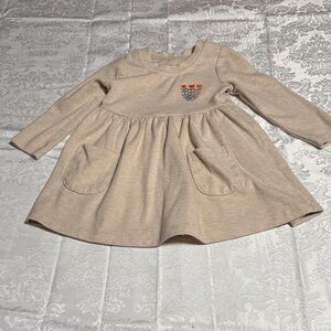 dip Light Tan Kids Casual Dress with Embroidery